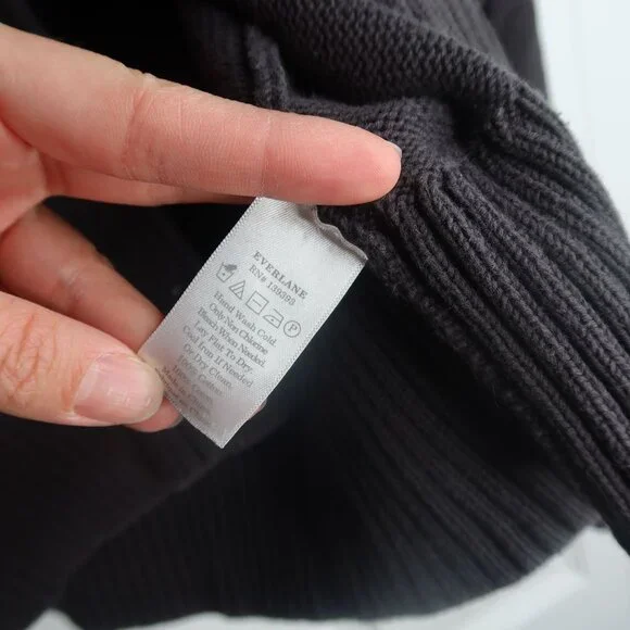 Everlane Black V-Neck Knit Crop 100% Cotton Cardigan Sweater Women's Size Small - Picture 4 of 6